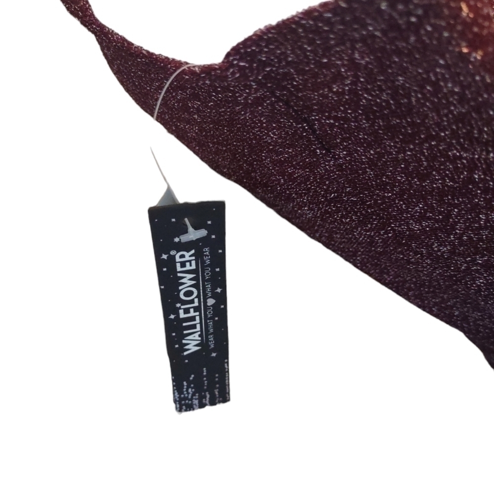 Wallflower Sparkle Glitter Maroon Cropped Tank Top Small - Picture 4 of 4